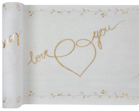 Baumwoll-Tischläufer Love You, 28 cm breit, 3 m Rolle - mit-druck-dekovlies, tischlaeufer