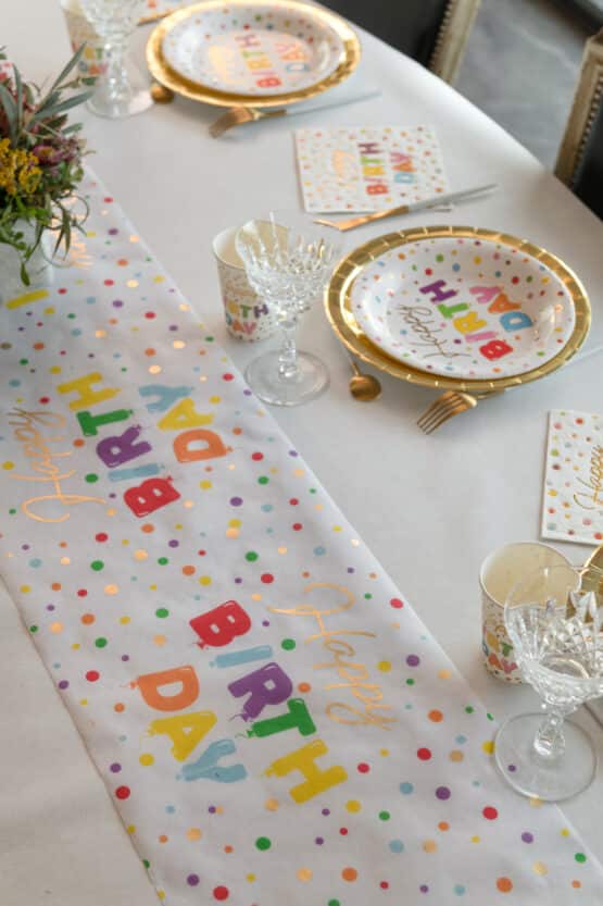 Vlies-Tischläufer Happy Birthday, 28 cm breit, 3 m Rolle - mit-druck-dekovlies, tischlaeufer, dekovlies